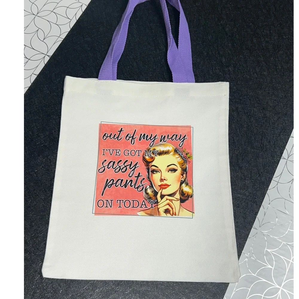 Tote Bag Sassy Pants Graphic Retro Pinup Canvas